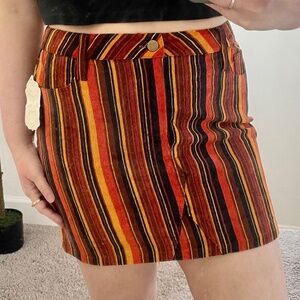 Altar'd Striped Utility Rock Country Corduroy Sunset Boho Festival Mini Skirt